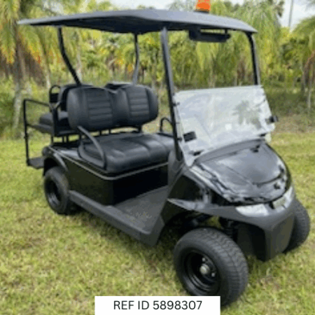 2025 E-Z-GO RXV Freedom Elite Black with strobe light, 4 seats, and Samsung battery