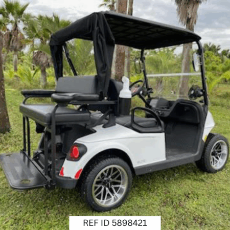 2025 E-Z-GO RXV Freedom Elite golf cart with premium seats and 14" wheels