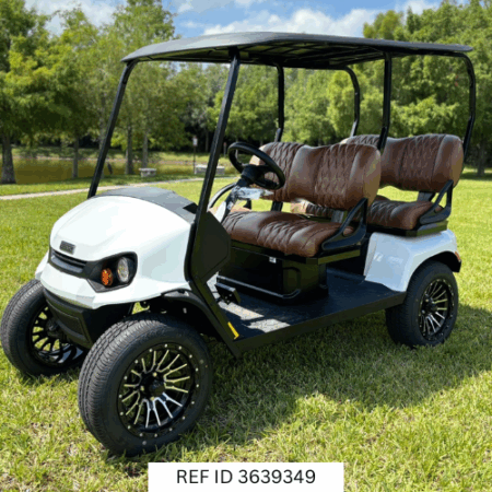 2025 E-Z-GO Liberty Bright White with custom wheels and premium seats