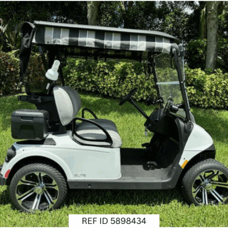 2025 E-Z-GO RXV Freedom Elite Bright White with premium features and Samsung lithium battery