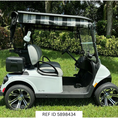 2025 E-Z-GO RXV Freedom Elite Bright White with premium features and Samsung lithium battery