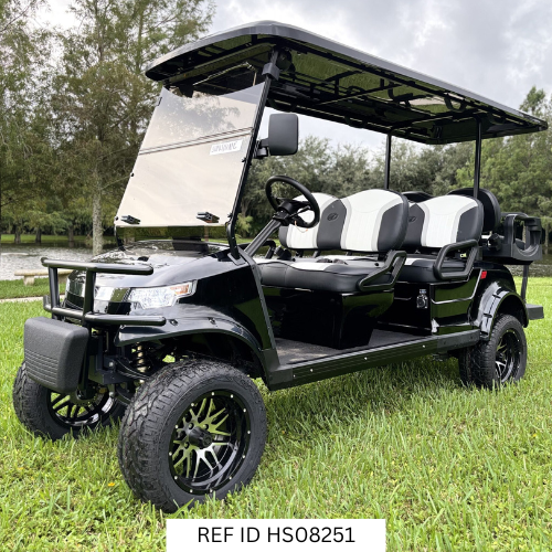 2025 STAR-EV Capella 4+2 Lifted golf cart in black with premium two-tone seats