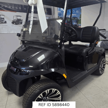 2025 E-Z-GO RXV Freedom Elite Black with premium black seats and custom wheels