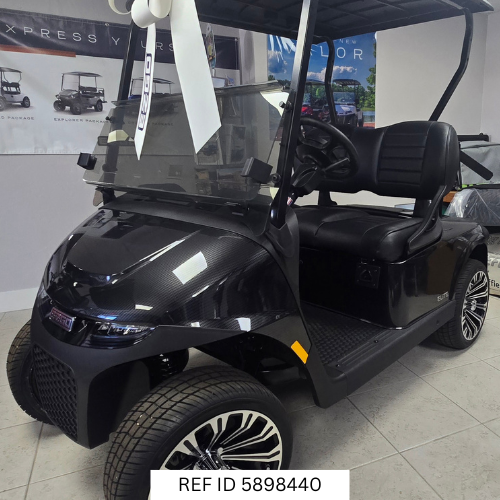 2025 E-Z-GO RXV Freedom Elite Black with premium black seats and custom wheels