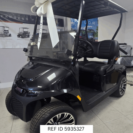 2025 E-Z-GO RXV Elite Black with premium black seats and custom wheels
