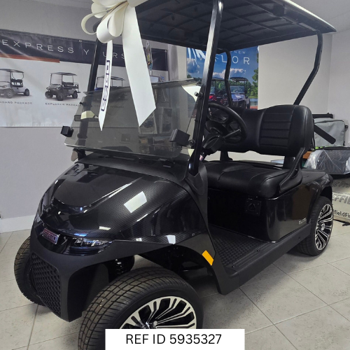 2025 E-Z-GO RXV Elite Black with premium black seats and custom wheels