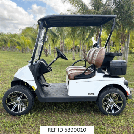 2025 E-Z-GO RXV Freedom Elite Bright White with custom wheels and premium seats