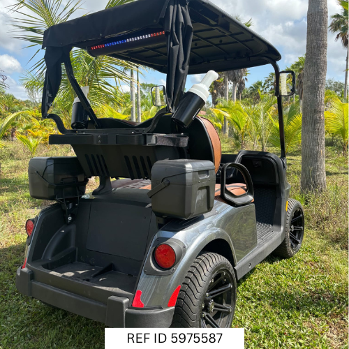 2026 E-Z-GO RXV Elite golf cart in Platinum at Sunshine Golf Car