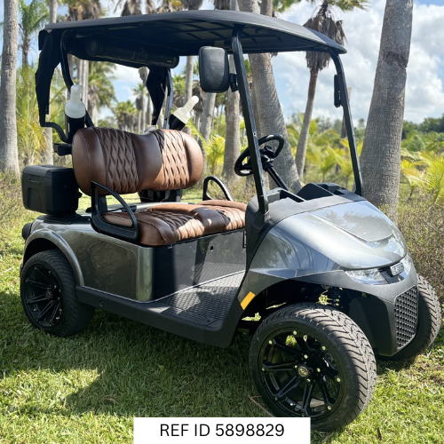 2025 E-Z-GO RXV Freedom Elite golf cart in Platinum at Sunshine Golf Car