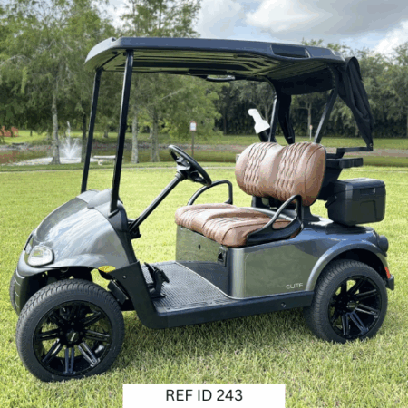 2016 Slate Grey E-Z-GO RXV Golf Cart with Lithium Battery and 14" Wheels – Pre-Owned from Sunshine Golf Car