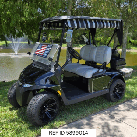 Lithium-powered 2025 E-Z-GO RXV Elite parked at Sunshine Golf Car in South Florida
