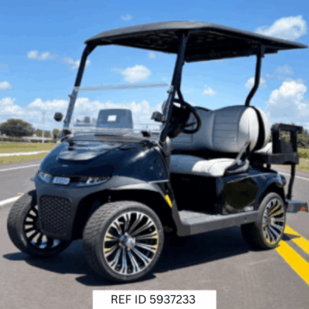 2026 E-Z-GO RXV4 Touring ST in black at Sunshine Golf Car South Florida with premium seating and alloy wheels