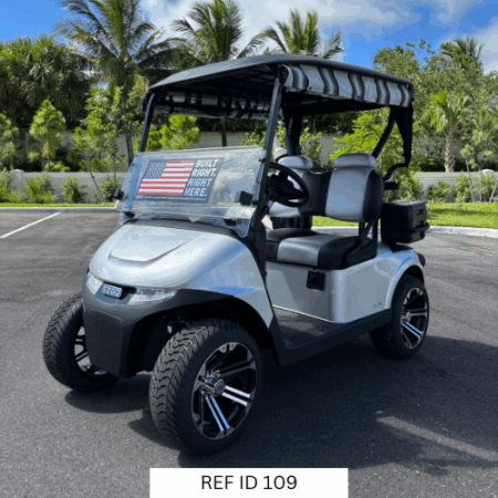 2026 E-Z-GO RXV2 ELiTE Platinum Golf Cart – Custom Seats, 14" Wheels, Sunbrella Enclosure