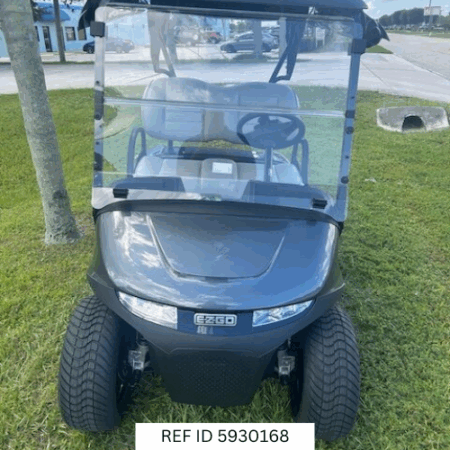 2026 E-Z-GO RXV2 ELiTE golf cart in slate grey with premium wheels and modern design, available at Sunshine Golf Car in South Florida.