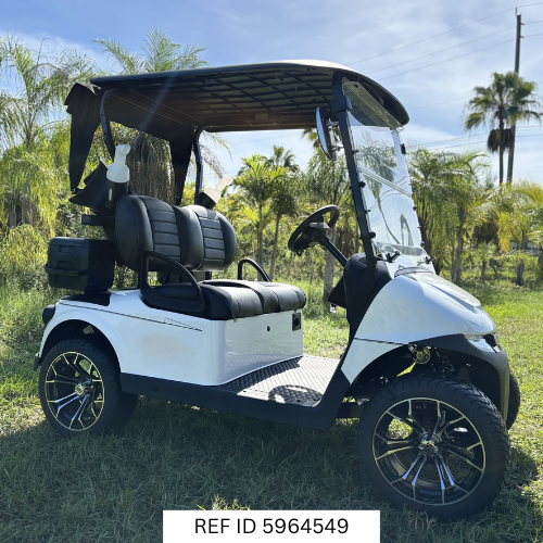 2026 E-Z-GO RXV2 ELiTE White golf cart with Premium Black Seats – Sunshine Golf Car South Florida