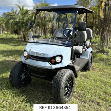 E-Z-GO Liberty Ocean Grey street-legal golf cart front view – Sunshine Golf Car South Florida