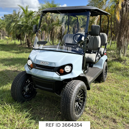 E-Z-GO Liberty Ocean Grey street-legal golf cart front view – Sunshine Golf Car South Florida